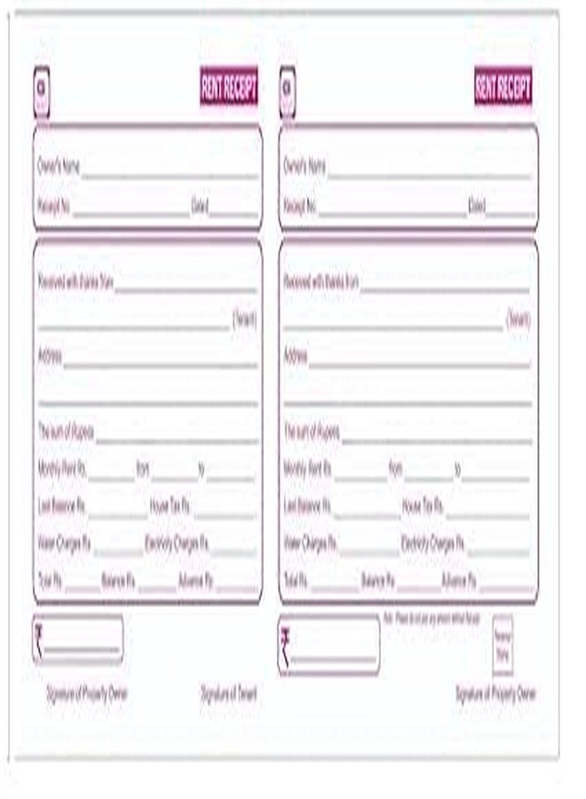FIRST CLICK Rent Receipt Book | Rent Bill Book | No. of Sheets : 50 | Special Space for Address Writing | Consist One Main & Counter foil | Set of 1 | Size : 11 x 27cm - Image 2