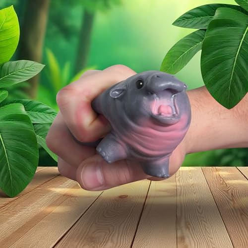 Bubblegum Stuff Squishmy Hippo Pygmy HippoInspired Squishy Stress Relief Toy Adorable Silicone Desk Companion Satisfying Squeeze for Anxiety Relief 38 Cute Animal Fidget Gift for Adults Teens - Image 5