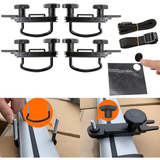 UNIVERSAL ROOF BOX BRACKET INSTALLATION ACCESSORY KIT, 4 PCS ROOF BOX MOUNTING U BRACKET, UNIVERSAL ROOF BOX U-BOLTS CLAMPS, WITH 8 HEAVY DUTY LOCKING NUTS AND 2 BANDAGES - Image 3