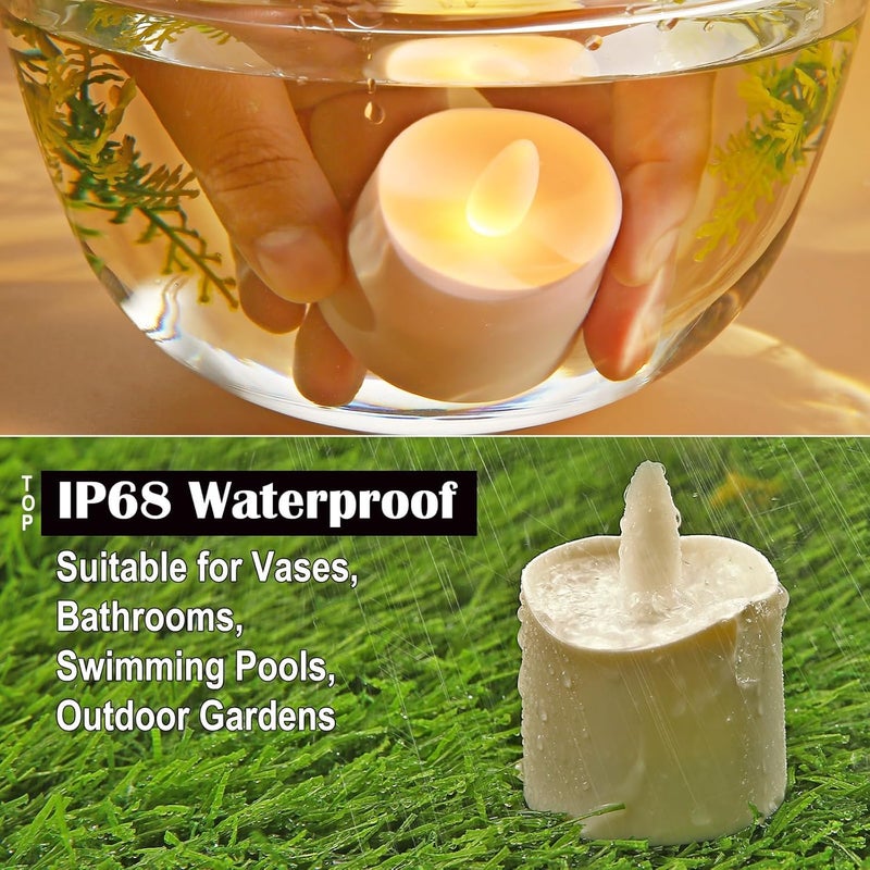 HL Flameless Candles with Remote Timer, 100+Hours Rechargeable Waterproof Battery Operated Tea Lights with Charging Base, Yellow LED Votive Floating Candles for Festival Wedding Home Party Decor-6pcs - Image 4
