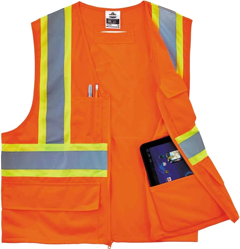 Ergodyne Ergodyne Unisex Twotone Xback Class 2 Two Tone X Back Vest Orange LargeXLarge US - Image 5