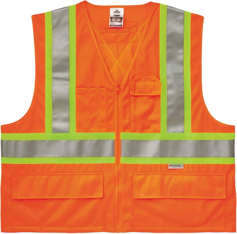 Ergodyne Ergodyne Unisex Twotone Xback Class 2 Two Tone X Back Vest Orange LargeXLarge US - Image 1