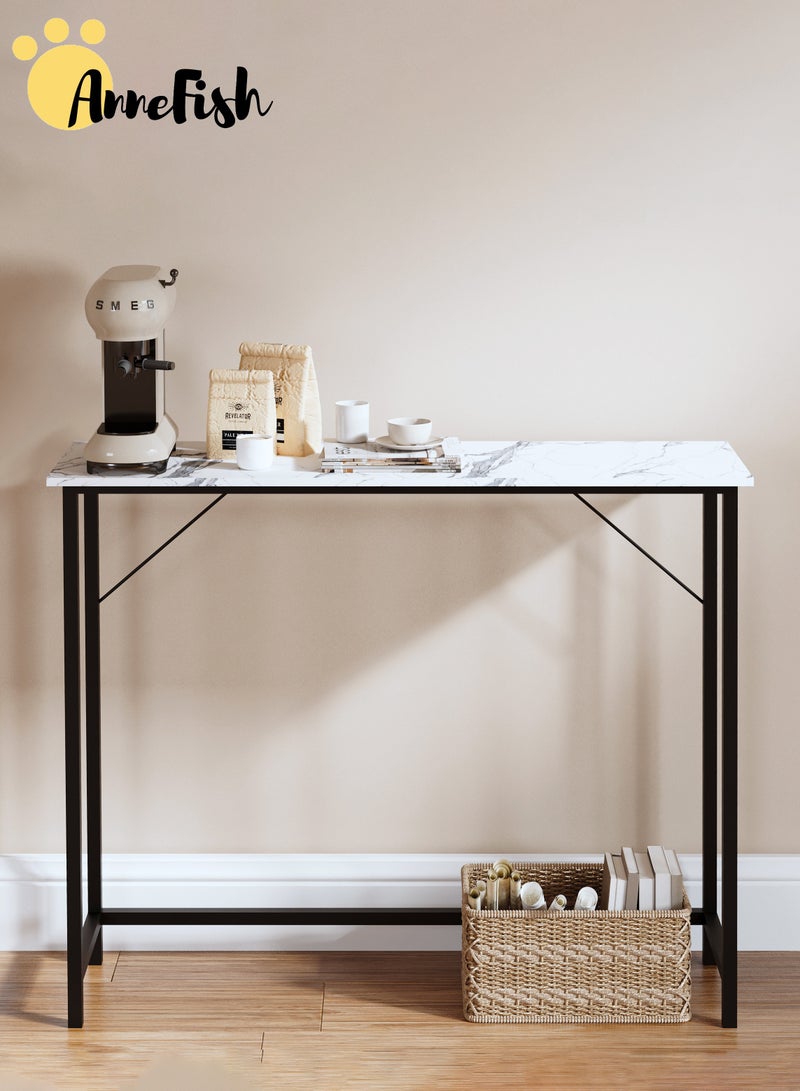 آن فش طاولة كونسول 100*30*80 سم من الرخام الصناعي للمدخل، طاولة قهوة أريكة منزلية حديثة، طاولة مدخل رخامية، طاولة عرض للبار والمطبخ، للمدخل وغرفة المعيشة وغرفة النوم - Image 1