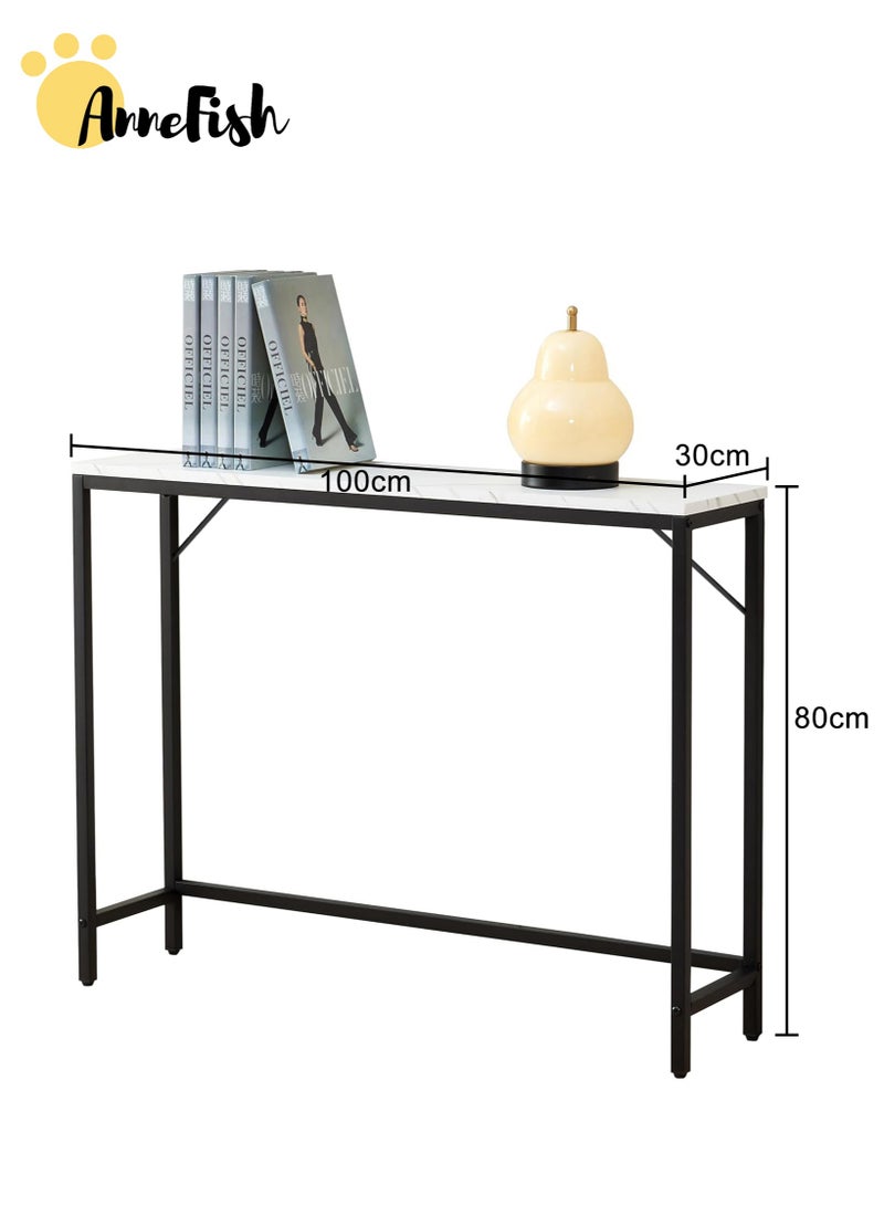 آن فش طاولة كونسول 100*30*80 سم من الرخام الصناعي للمدخل، طاولة قهوة أريكة منزلية حديثة، طاولة مدخل رخامية، طاولة عرض للبار والمطبخ، للمدخل وغرفة المعيشة وغرفة النوم - Image 4