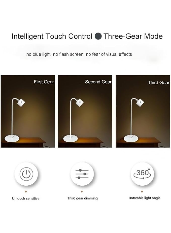 مصباح المكتب اللاسلكي للمكتب المنزلي ، 4 في 1 متعدد الوظائف قابل للشحن لمس 3 لون درجة حرارة مصباح النوم مع المشبك ، ضوء المكتب الليلي المغناطيسي المحمول بجانب السرير في الهواء الطلق ، ديكور غرفة النوم - Image 5