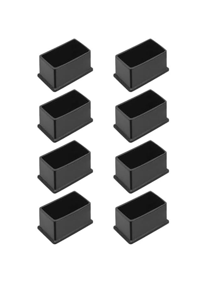8 Pcs Rectangle Rubber Furniture Leg Caps (1 x 2), Vinyl Flexible Chair Leg Floor Protectors for Patio Indoor Chair Table Bed, 25mm x 50mm - Image 1