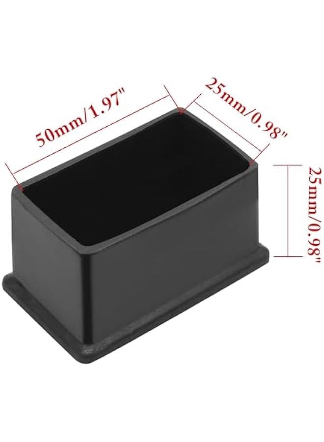 8 Pcs Rectangle Rubber Furniture Leg Caps (1 x 2), Vinyl Flexible Chair Leg Floor Protectors for Patio Indoor Chair Table Bed, 25mm x 50mm - Image 2