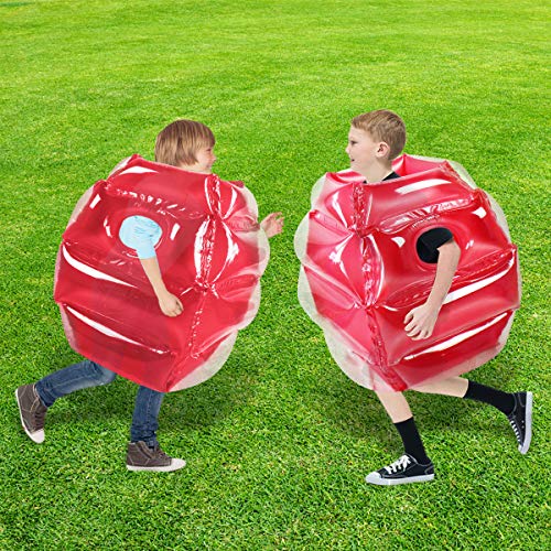 SUNSHINEMALL 2PC Sumo Balls, Inflatable Body Sumo Balls Bopper Toys for Kids 26" - Heavy Duty PVC Vinyl Suits for Grassland or Other Outdoors Play (2PC Blue+Pink 26inch) - Image 4