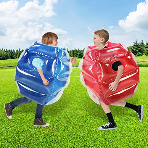 SUNSHINEMALL 2PC Sumo Balls, Inflatable Body Sumo Balls Bopper Toys for Kids 26" - Heavy Duty PVC Vinyl Suits for Grassland or Other Outdoors Play (2PC Blue+Pink 26inch) - Image 3