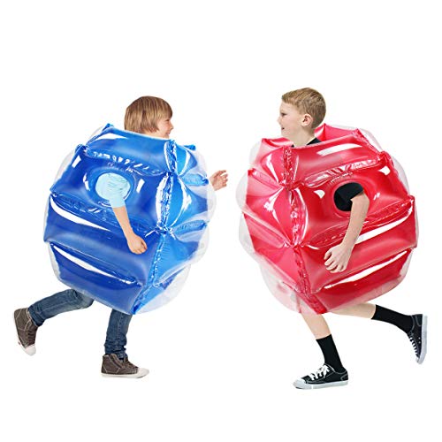 SUNSHINEMALL 2PC Sumo Balls, Inflatable Body Sumo Balls Bopper Toys for Kids 26" - Heavy Duty PVC Vinyl Suits for Grassland or Other Outdoors Play (2PC Blue+Pink 26inch) - Image 2