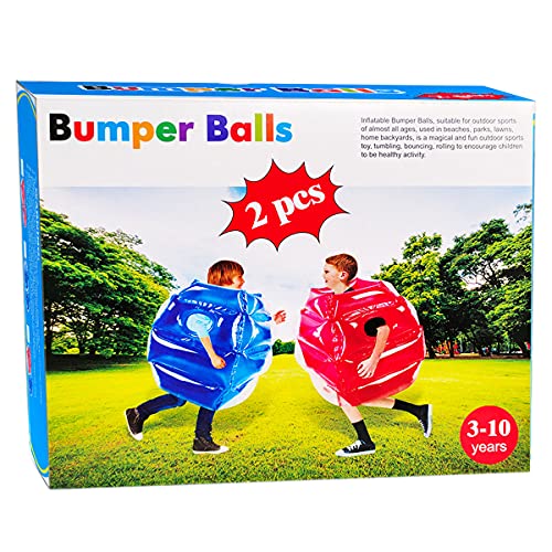 SUNSHINEMALL 2PC Sumo Balls, Inflatable Body Sumo Balls Bopper Toys for Kids 26" - Heavy Duty PVC Vinyl Suits for Grassland or Other Outdoors Play (2PC Blue+Pink 26inch) - Image 1