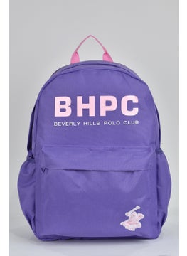 BEVERLY HILLS POLO CLUB حقيبة ظهر سياحية مدرسية يومية متعددة العيون للرجال والنساء لون ليلك 04154  - Image 1