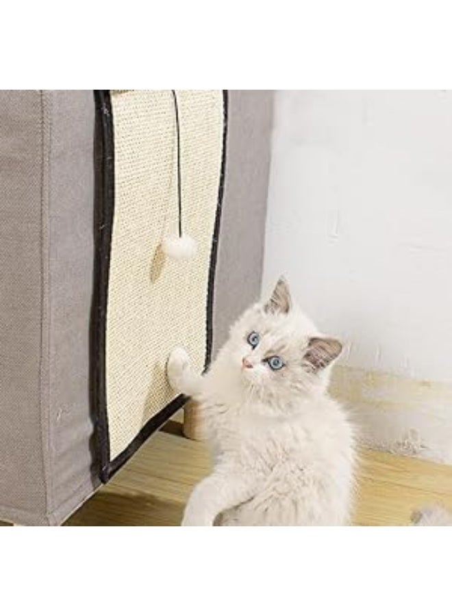 2pcs Cat Scratcher Mat Sofa Protector Natural Sisal Cat Scratching Mat Cat Scratch Couch Cover Heavy Duty Couch Guard Easy Installation Scratch Pad for Grinding Claws Protecting Furniture - Image 2