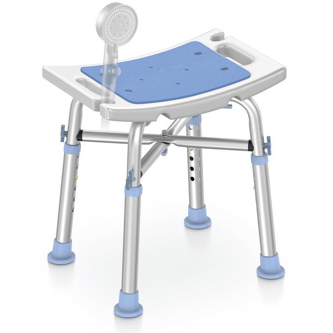 HEAVY DUTY SHOWER CHAIR 500LB CAPACITY PADDED BATH SEAT WITH 6 HEIGHT ADJUSTABLE TUBES TOOL FREE ANTISLIP BENCH FOR ELDERLY SENIOR HANDICAP DISABLED