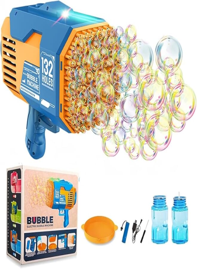 ECVV Upgraded Bazooka Bubble Machine Gun 132 Holes Bubble Blower | Rocket Launcher Bubble Maker with Colorful Lights | Bubble Blaster Foam Maker Guns | Outdoor Toys | Party Favors Gift for Toddlers assorted design