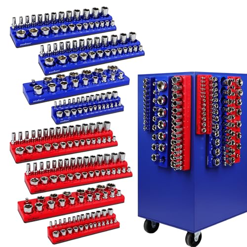 HORUSDY 8-Piece Magnetic Socket Organizer Set, Magnet Socket Holder, 1/4", 3/8", 1/2" Socket Holds 199 Pieces Magnetic Trays. (8-Piece Organizer Set) - Image 1