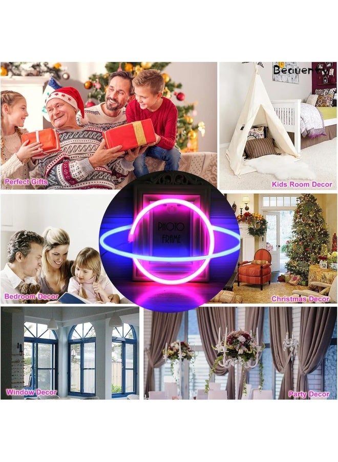 Nble  3 Pieces Neon Light Signs - Pink/Blue Lightning, Clouds, Planet Led Neon Sign Wall Decor Battery/Usb Operated Night Lights Signs For Bedroom, Kids Room, , Wedding, Birthday Party,Bar Decor  - Image 3