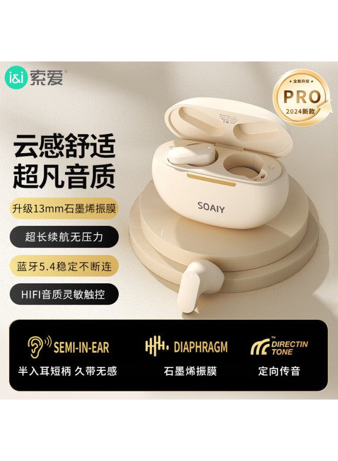 SOAIY Suai Sl6 Pro Bluetooth Earphones, True Wireless, Open-ear, Ear-clip Style, For Sports, Running, Cycling, Calls, Noise Reduction, Compatible With Apple, Huawei, Xiaomi, White - Image 1