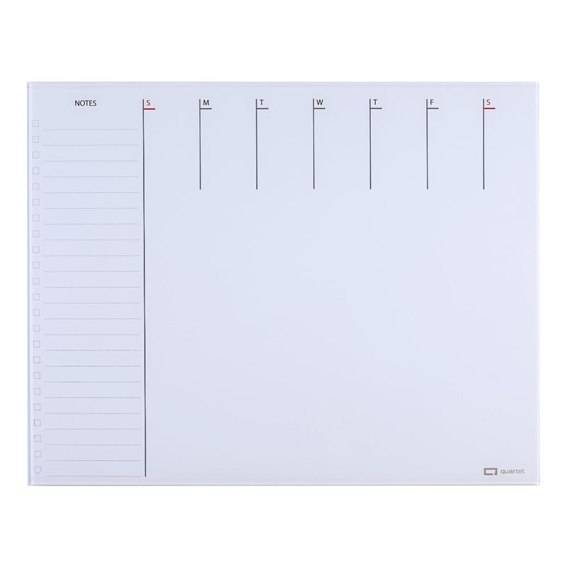 Quartet Glass Desktop Weekly Planner 17 x 22 Whiteboard Dry Erase Surface Clean Erase Includes 1 Dry Erase Marker White GDP2217W