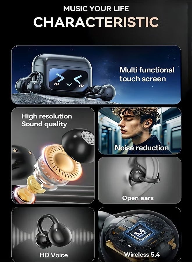 general Multi functional touchscreen Bluetooth earphones, clip on bone conduction, intelligent noise reduction, 3D high-definition sound quality, open sound perception, and ultra long sports battery life. - Image 3