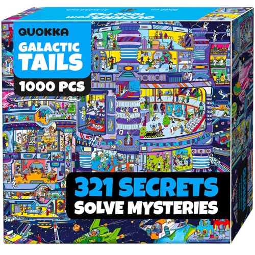QUOKKA 1000 Piece Jigsaw Puzzle for Adults Galactic Tails Premium Box Packaging with Extra Fun Challenges Stunning Galaxy Dog Puzzle Perfect for Relaxation Creativity Gift Giving - Image 1