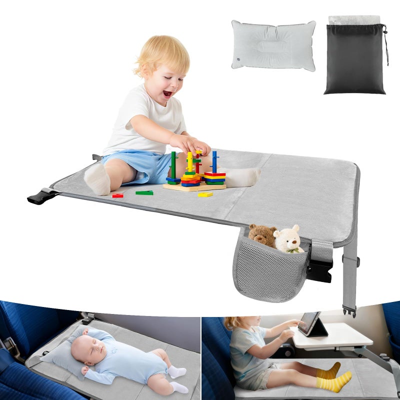 AIDEBIBI Toddler Airplane Bed, Airplane Seat Extender for Kids with Inflatable Pillow for Better Support, Baby Airplane Travel Essentials for Comfort Sleep Flyaway Kids Bed for Toddlers 0-3 Years - Image 1