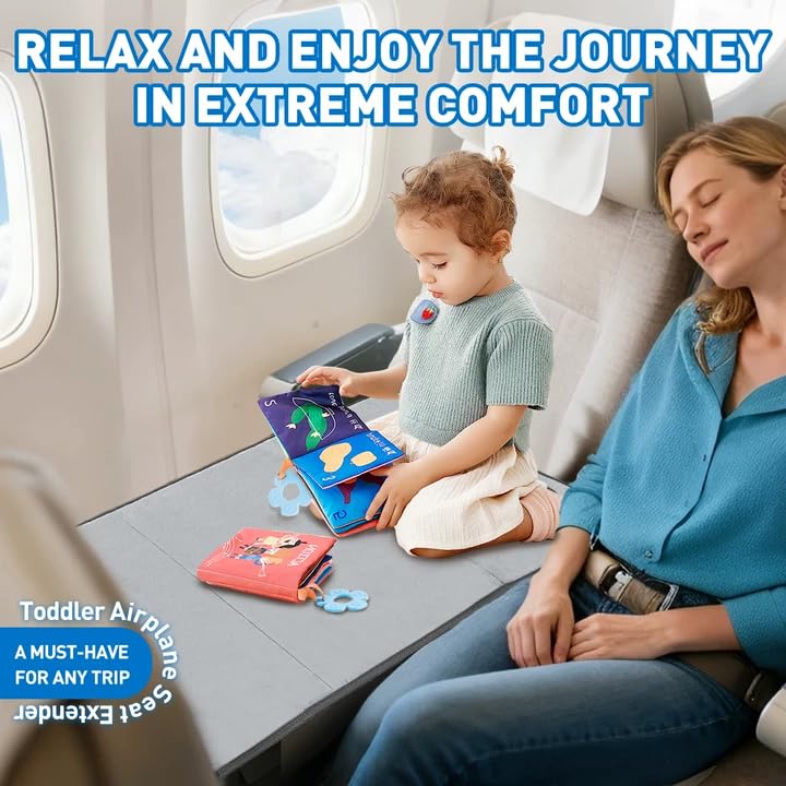 AIDEBIBI Toddler Airplane Bed, Airplane Seat Extender for Kids with Inflatable Pillow for Better Support, Baby Airplane Travel Essentials for Comfort Sleep Flyaway Kids Bed for Toddlers 0-3 Years - Image 2