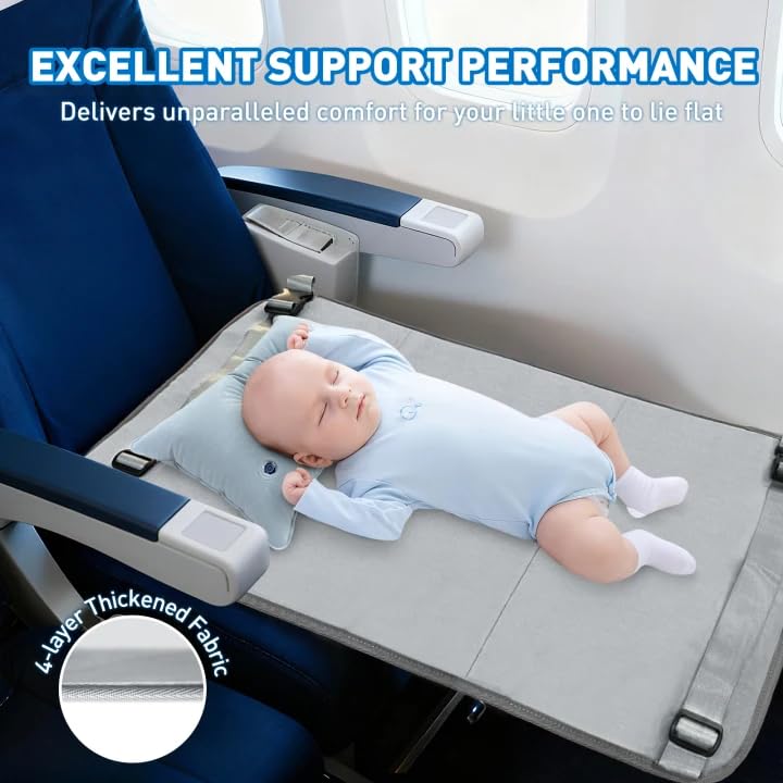 AIDEBIBI Toddler Airplane Bed, Airplane Seat Extender for Kids with Inflatable Pillow for Better Support, Baby Airplane Travel Essentials for Comfort Sleep Flyaway Kids Bed for Toddlers 0-3 Years - Image 4