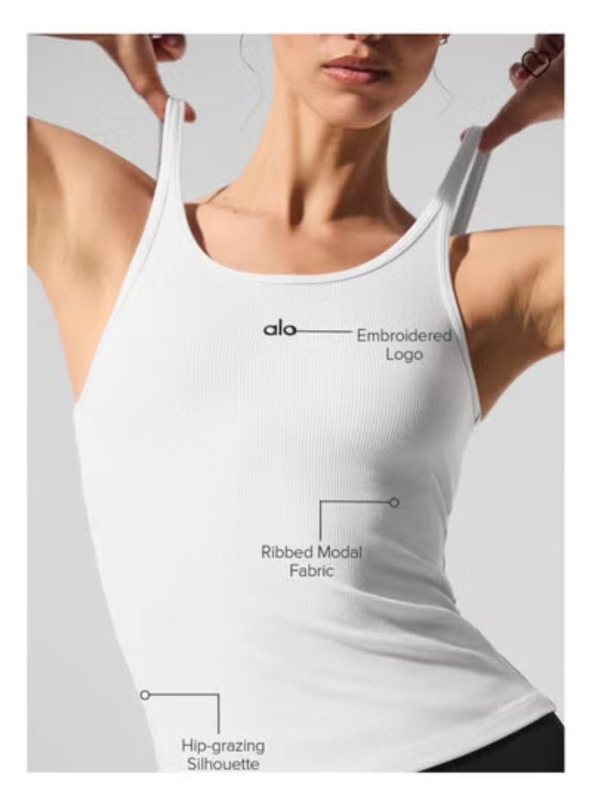 ALO Yoga Solid Color Basic Tank Top - Essential for Daily Slim Fit Layering & Outerwear, Comfortable and Breathable - Image 3