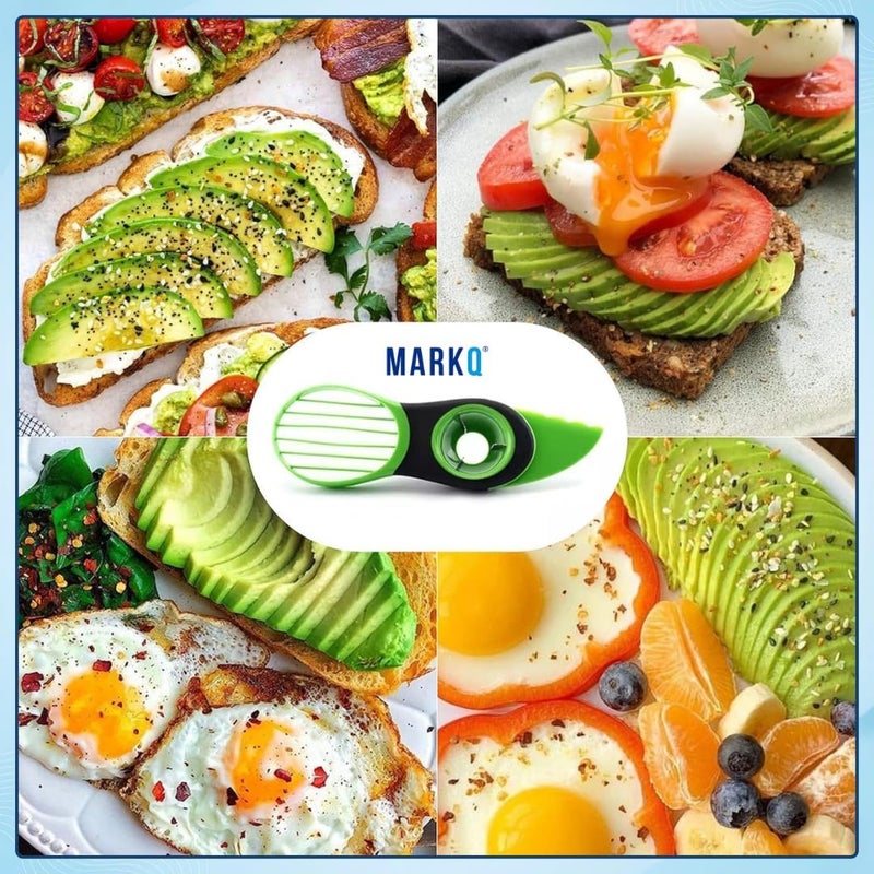 MARKQ 3-in-1 Avocado Slicer - Avocado Cutter Tool, Seed Remover, Multifunctional Fruit Peeler and Slicer, Kitchen Gadget for Avocado, Kiwi, Dragon Fruit - Green - Image 5