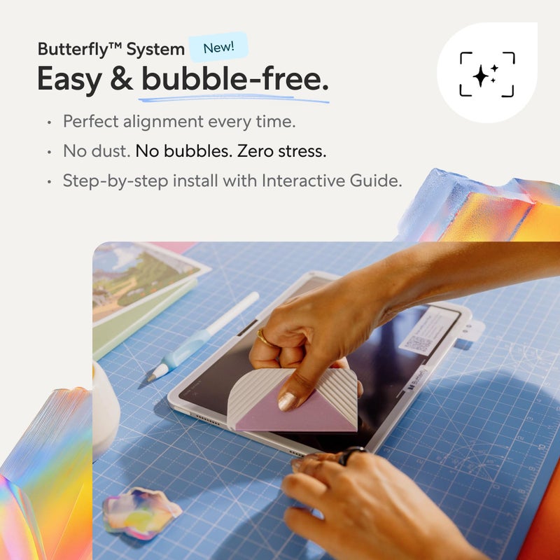PaperlikeÂ® 3 Screen Protector (2x) for iPad mini (A17 Pro, 7th generation) & iPad mini (6th generation) â€“ True Paper-Feel, Bubble-Free Install (Butterfly), Protects Pencil Tip - Image 4