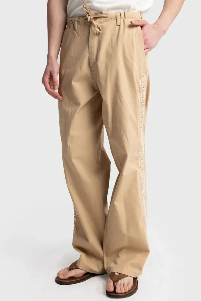 GIESTO Men's Cotton Poplin Straight-Leg Trousers