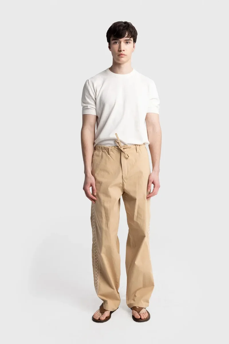 Giesto Tan Natural GIESTO Men's Cotton Poplin Straight-Leg Trousers for Men | Best Price UAE