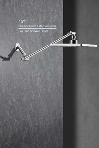 Singing Rain Rain Shower Head, 8'' High Pressure Rainfall Square Showerhead with 15'' Shower Head Extension Arm, Brass Adjustable Shower Arm Extender, Rainfall Waterfall Fixed Showerheads, Chrome - Image 2