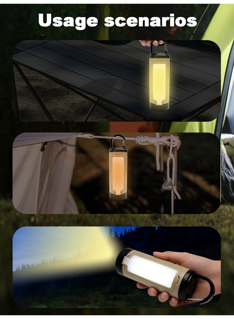 Camping light, Tri-Fold Collapsible Waterproof LED Camping Lantern with Hook, 3 Adjustable Light Modes and 1200mAh Type-C Rechargeable Battery, Khaki - Image 4