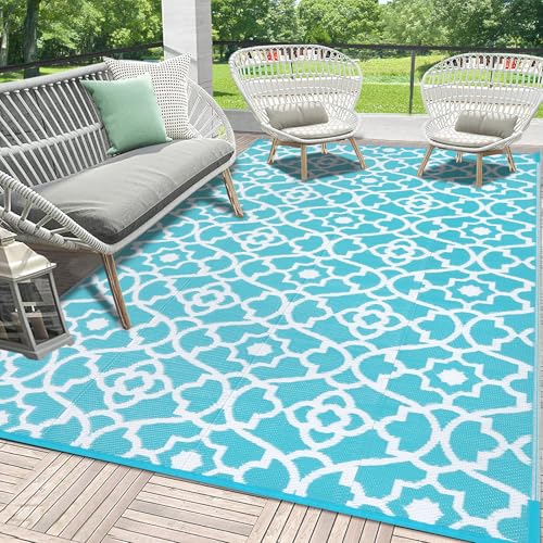 HEBE Outdoor Rug Waterproof 5x8, Plastic Straw Rug Camping Rug, Reversible Outdoor Patio Rugs RV Mat Clearance, Indoor Outside Floor Carpet for Porch,Deck,Camper,Balcony,Backyard - Image 1