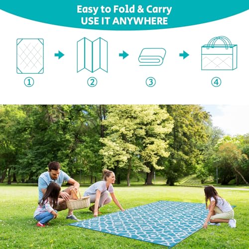 HEBE Outdoor Rug Waterproof 5x8, Plastic Straw Rug Camping Rug, Reversible Outdoor Patio Rugs RV Mat Clearance, Indoor Outside Floor Carpet for Porch,Deck,Camper,Balcony,Backyard - Image 5