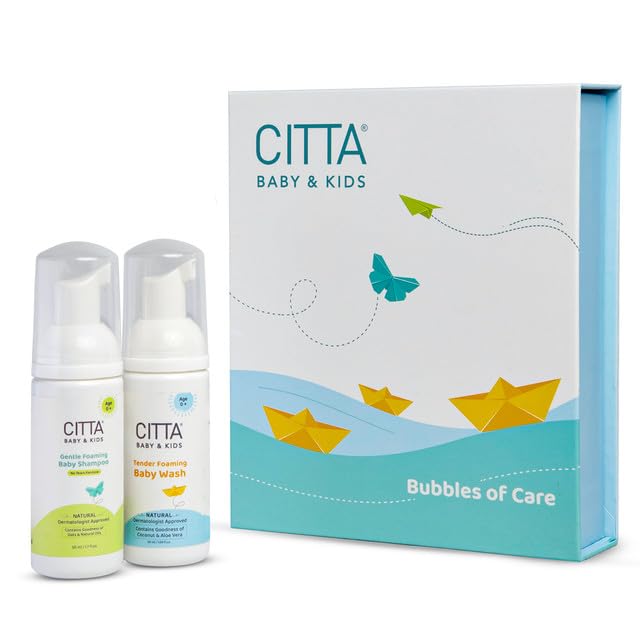 CITTA Bubbles of Care | Gift box with Gentle Foaming Baby Shampoo 50 ml - 1 | Tender Foaming Baby Wash 50 ml - 1 | Baby Kit for New Born - Image 1