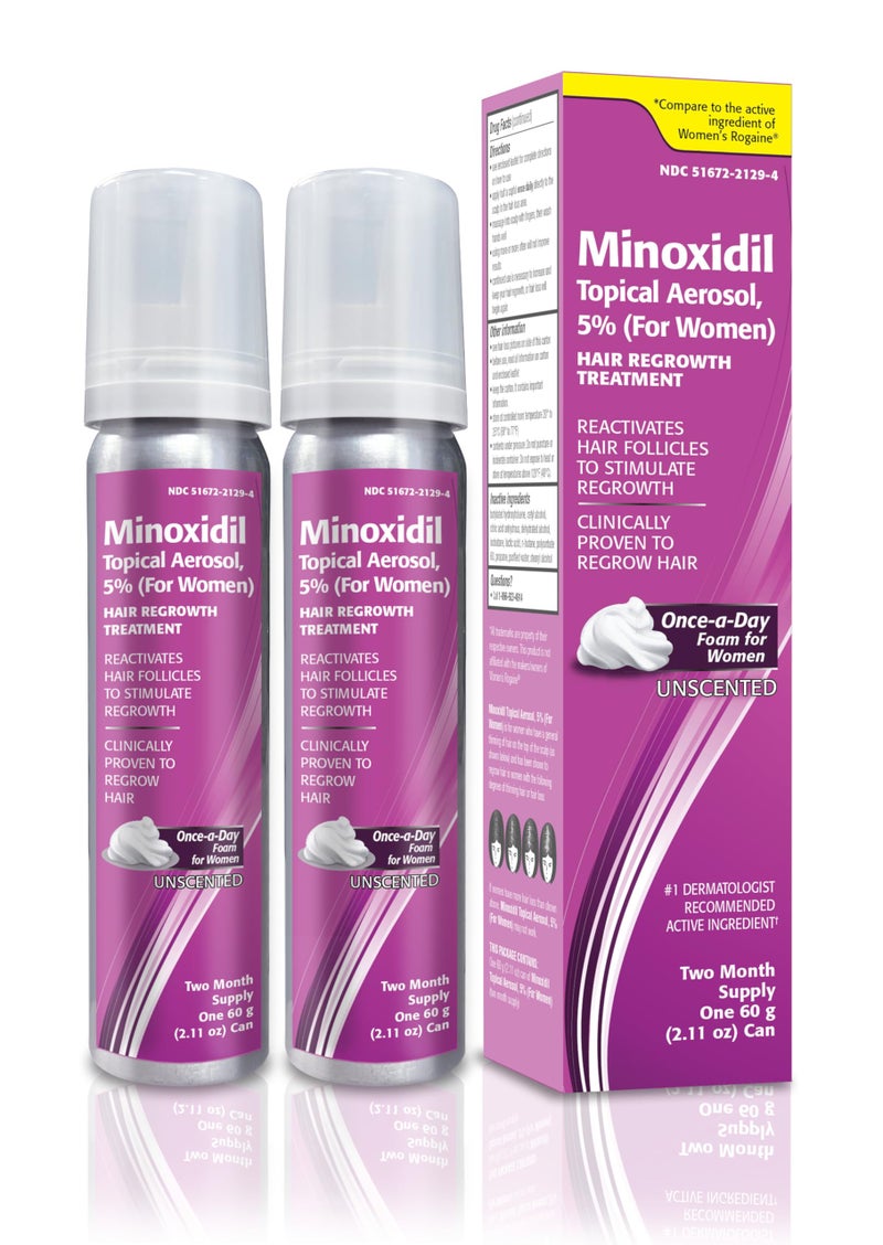 Taro Minoxidil Topical Aerosol Foam, 5%, Hair Regrowth Treatment for Women, 2.11 oz Reactivates Hair Follicles to Stimulate Hair Regrowth - 4 Months Supply - Image 1