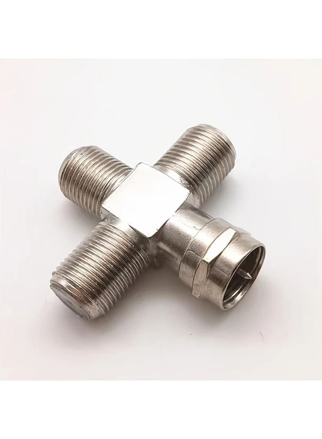 1Pc F Type Male To 3 Female Coaxial Cable Splitter Uncharged Power Mode No Battery Required - Image 1