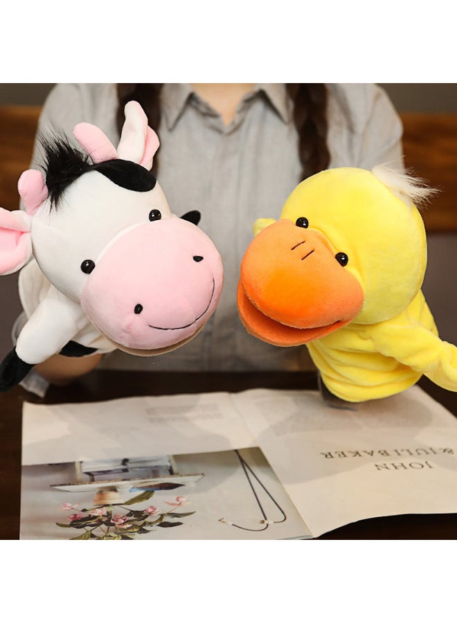 Animal Hand Doll Toy Gloves Mouth Movable Plush Doll Animal Doll Doll Kindergarten Ventilator Can Open Mouth-Color:White Lamb-Height:25cm [can Open Mouth/adult Hand]]  - Image 2