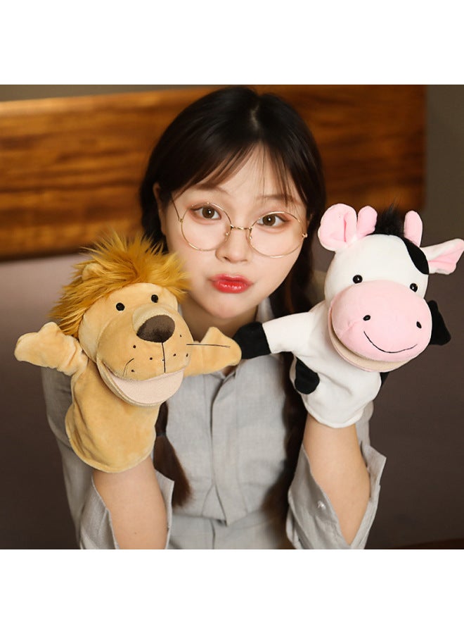 Animal Hand Doll Toy Gloves Mouth Movable Plush Doll Animal Doll Doll Kindergarten Ventilator Can Open Mouth-Color:White Lamb-Height:25cm [can Open Mouth/adult Hand]]  - Image 5