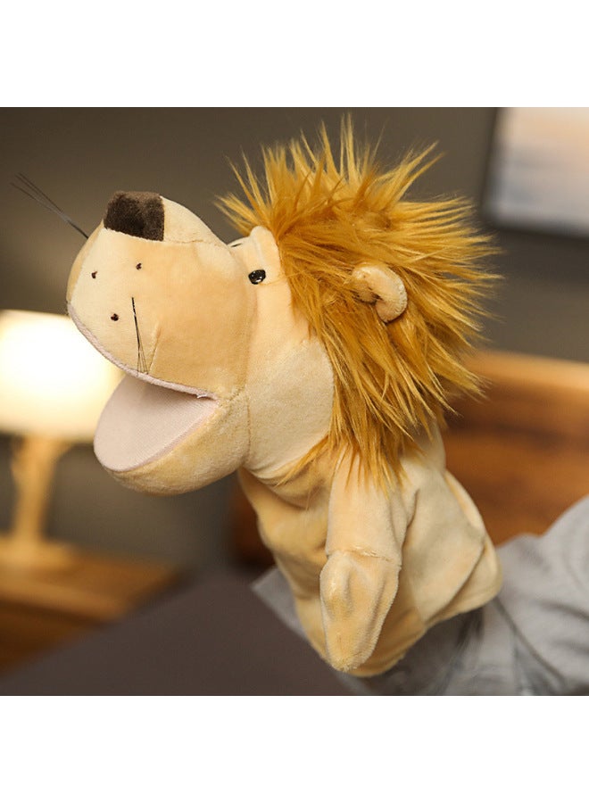 Animal Hand Doll Toy Gloves Mouth Movable Plush Doll Animal Doll Doll Kindergarten Ventilator Can Open Mouth-Color:White Lamb-Height:25cm [can Open Mouth/adult Hand]]  - Image 4