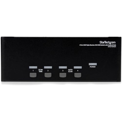 StarTech.com 4 Port Triple Monitor DVI USB KVM Switch with Audio & USB 2.0 Hub - Multi Monitor KVM - USB DVI KVM Switch (SV431TDVIUA),Black - Image 2