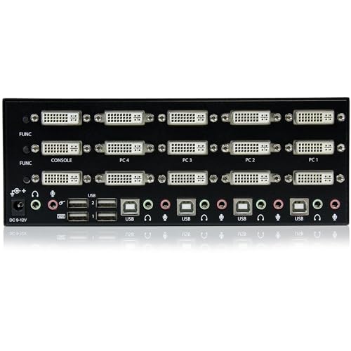 StarTech.com 4 Port Triple Monitor DVI USB KVM Switch with Audio & USB 2.0 Hub - Multi Monitor KVM - USB DVI KVM Switch (SV431TDVIUA),Black - Image 3