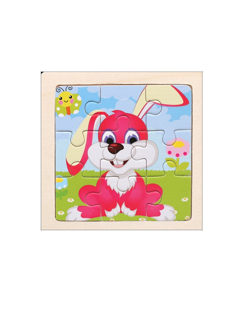 Children's Educational Wooden Cartoon Rabbit Jigsaw Puzzles Suitable Gift Bag Pack - Image 1