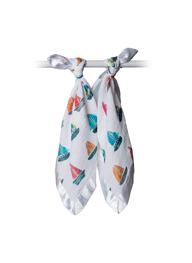 لولوجو مناديل قطنية ناعمة حريرية من Baby Mini Muslin، قوارب شراعية، عبوة من 3 قطع، 28 × 28 بوصة  - Image 2