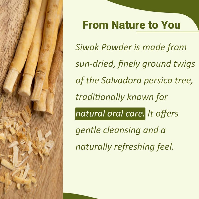 minature Miswak (Siwak) Powder by mi Nature | salvarado persica| 227g(8 oz) (0.5 lb) | 100% Only Miswak (siwak) Powder | Dental Care | Natural Toothpaste | Whitening Teeth | Oral Care - Image 2