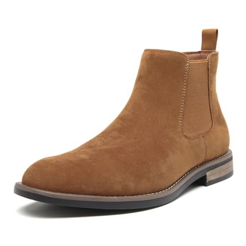 DECARSDZ Men's Chelsea Boots Casual Classic Comfy Slip-On Suede Chukka Mens Ankle Boot Brown Size 10 - Image 1