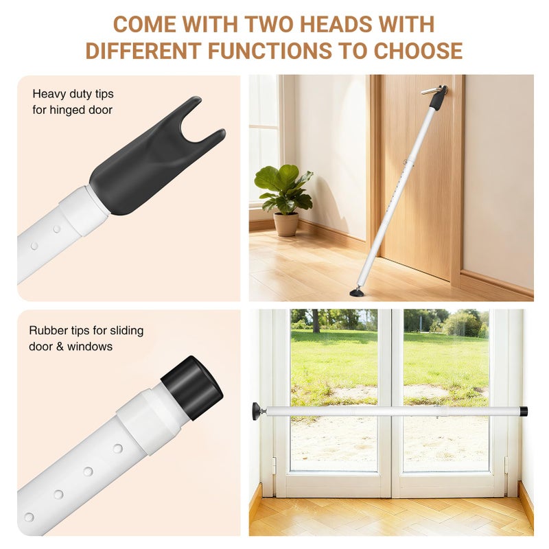 Enayplon Sliding Glass Door Security Bar, Patio Door Barricade Security Bar, Apartment BarSliding Door Security Bar, Door Jammer, White, 1 Pack - Image 2